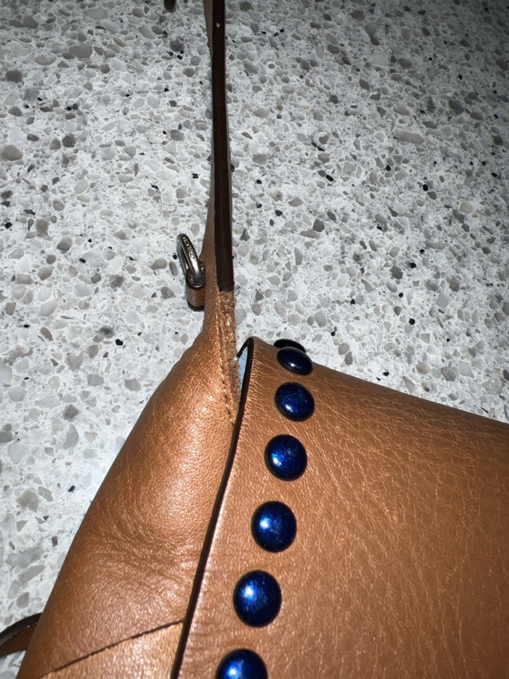 Coach Brown Leather Rivets Dakotah Crossbody Bag AS IS - Picture 4 of 14